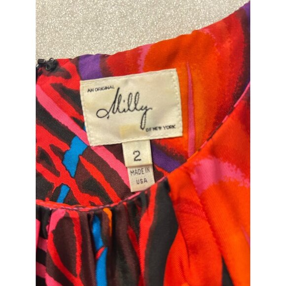 Anthropologie Milly Peacock Print Silk Dress Shift Cocktail size 2 XS - Picture 5 of 6